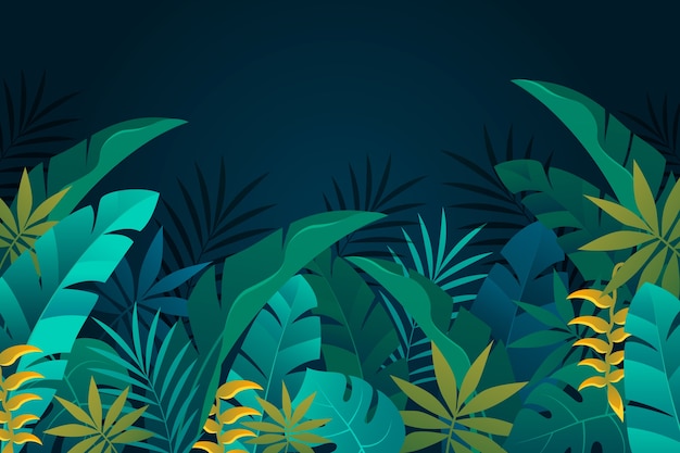 Free vector gradient tropical leaves background