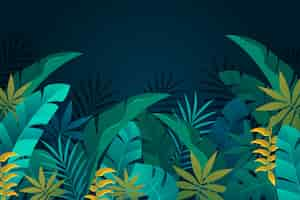 Free vector gradient tropical leaves background