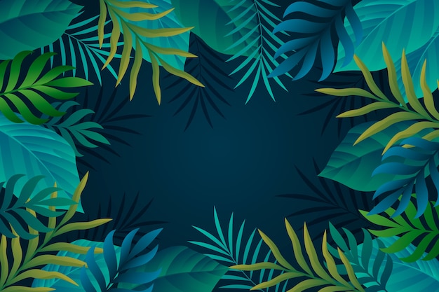 Gradient tropical leaves background