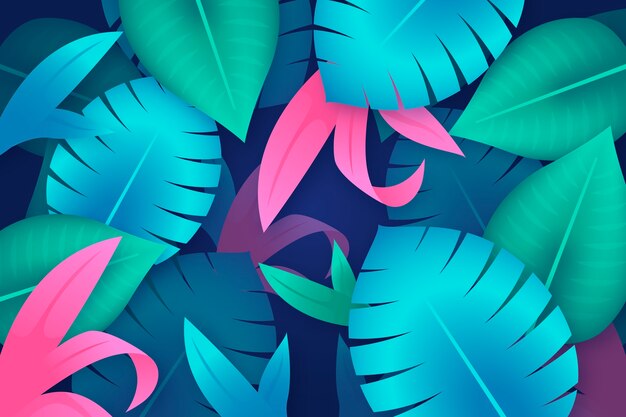 Gradient tropical leaves background