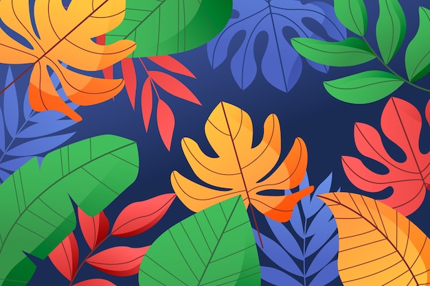 Free vector gradient tropical leaves background