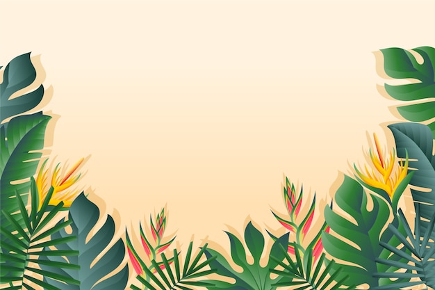 Free vector gradient tropical leaves background