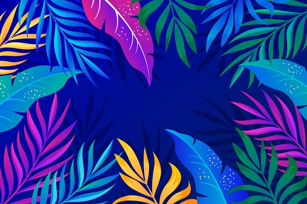 Gradient tropical leaves background