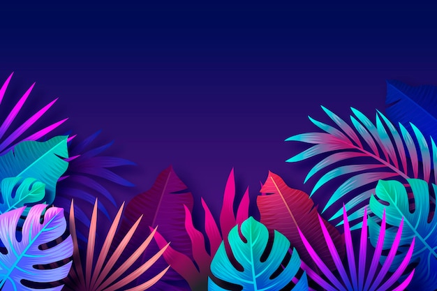 Gradient tropical leaves background