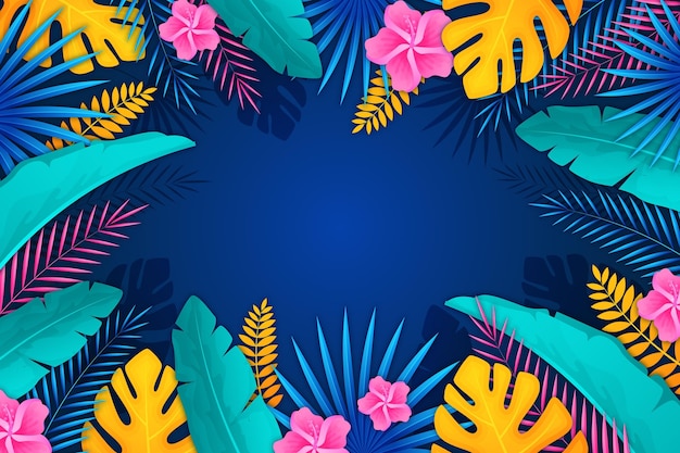 Free vector gradient tropical leaves background