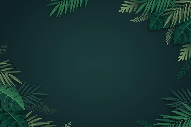 Free vector gradient tropical leaves background