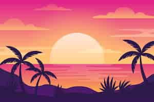 Free vector gradient tropical sunset background