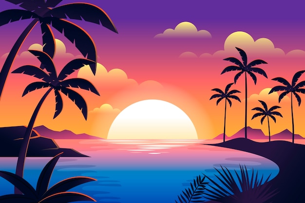 Gradient tropical sunset background