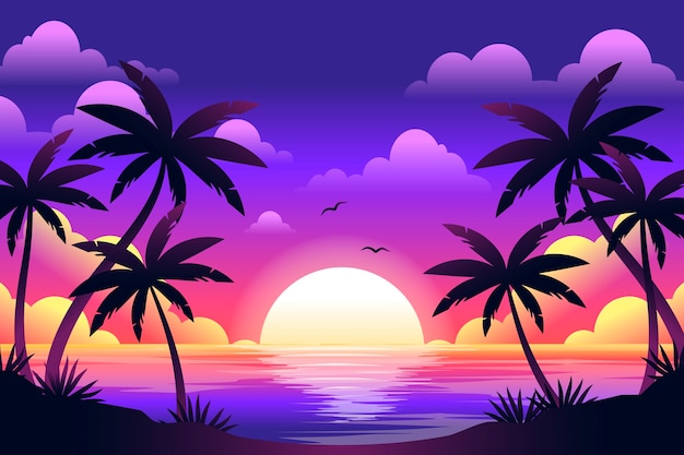 Free vector gradient tropical sunset background