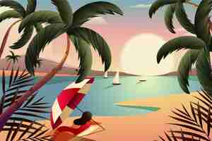 Бесплатное векторное изображение Градиентный фон тропического заката