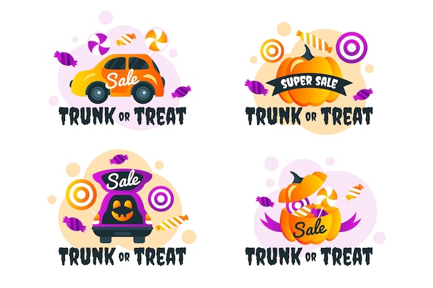 Gradient trunk or treat labels collection