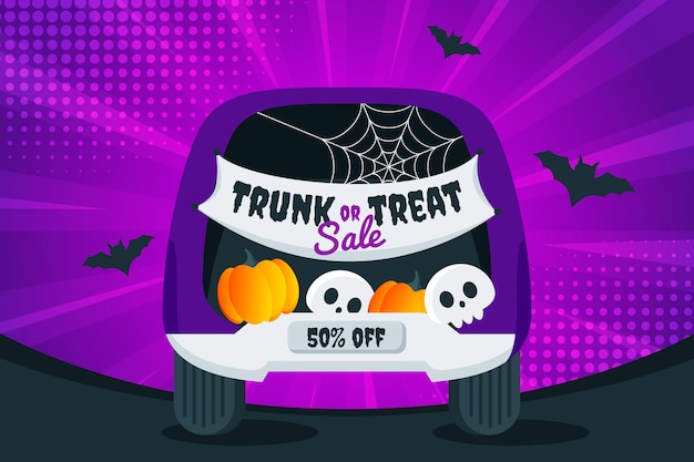 Free vector gradient trunk or treat sale illustration