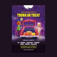 Free vector gradient trunk or treat vertical poster template