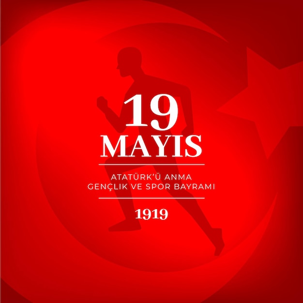 Градиентная турецкая память ататюрка, иллюстрация дня молодежи и спорта