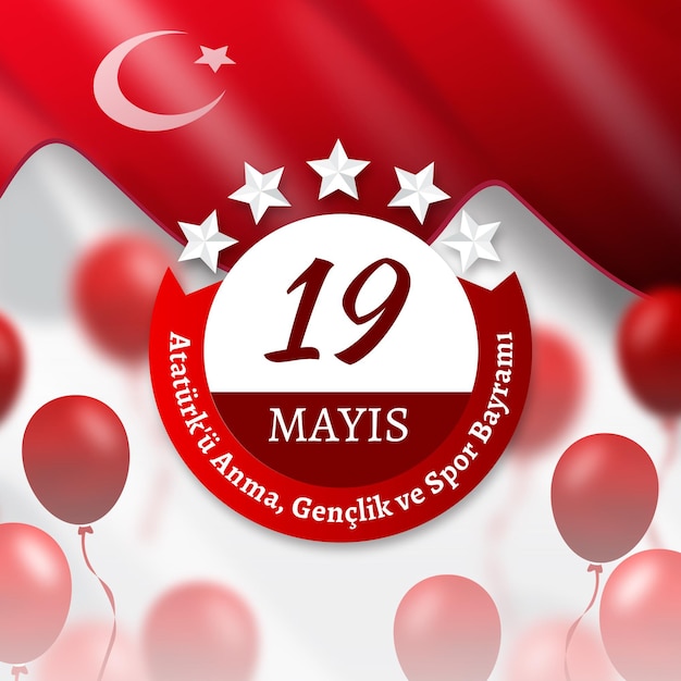 Бесплатное векторное изображение Градиентная турецкая память ататюрка, иллюстрация дня молодежи и спорта