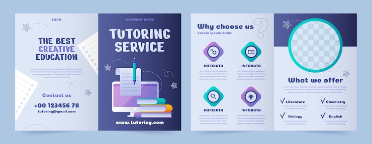 Free Vector gradient tutoring service template design