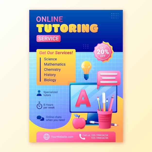 Free vector gradient tutoring service template