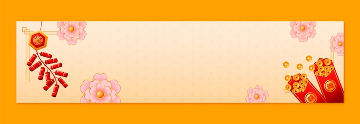 Free Vector gradient twitch banner template for chinese new year festival