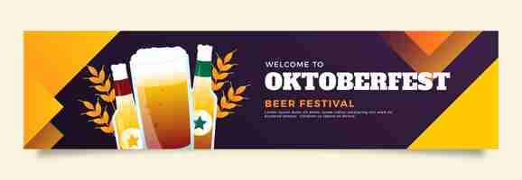 Free vector gradient twitch banner template for oktoberfest festival
