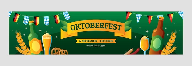 Free vector gradient twitch banner template for oktoberfest festival