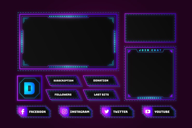 Free Vector gradient twitch platform panels