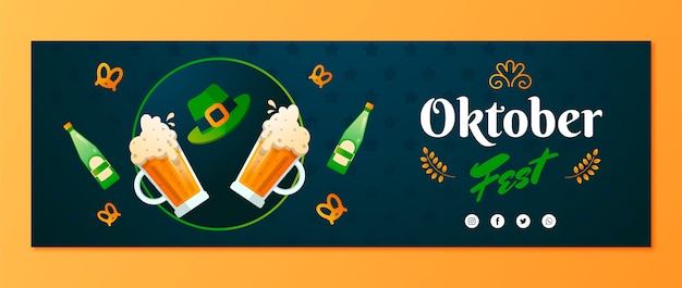 Free vector gradient twitter header for oktoberfest festival