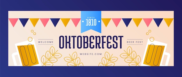 Бесплатное векторное изображение Градиентный шаблон заголовка твиттера для празднования октоберфеста