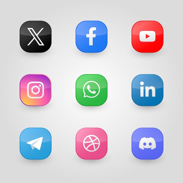 Free vector gradient twitter and other social media apps logos collection