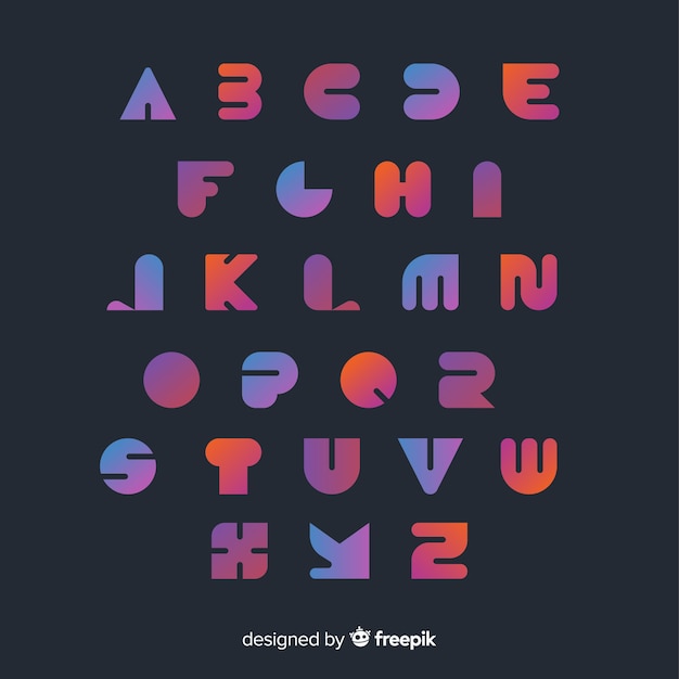 Gradient typography alphabet template