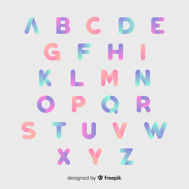 Free vector gradient typography alphabet template