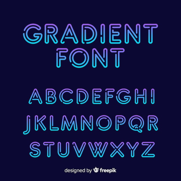 Gradient typography alphabet template