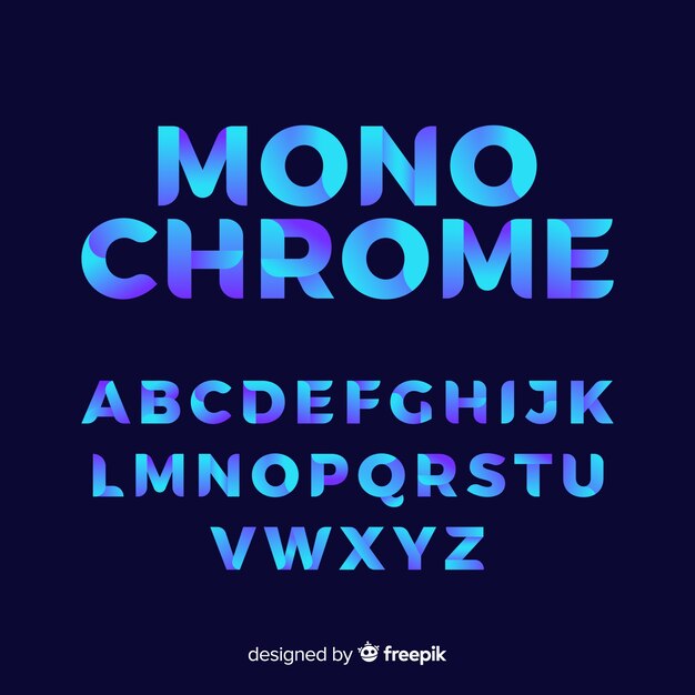 Gradient typography alphabet template