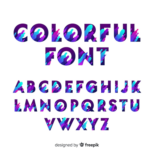 Gradient typography alphabet template