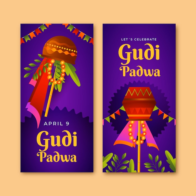 Gradient ugadi festivity vertical banner template