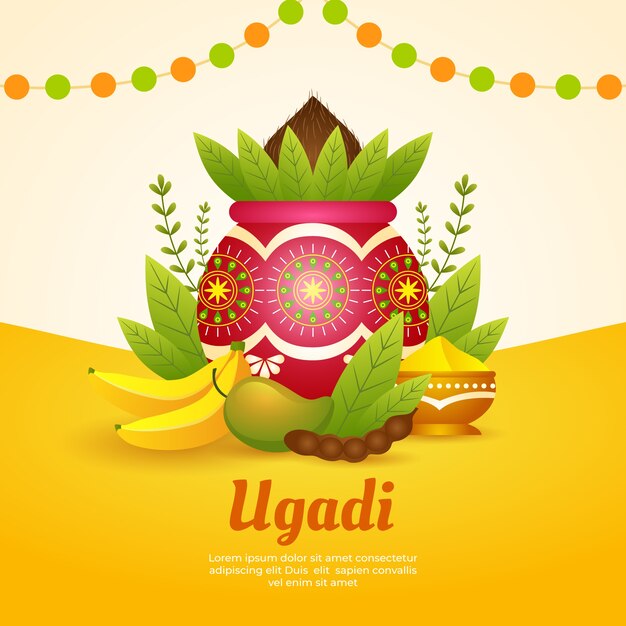 Gradient ugadi illustration