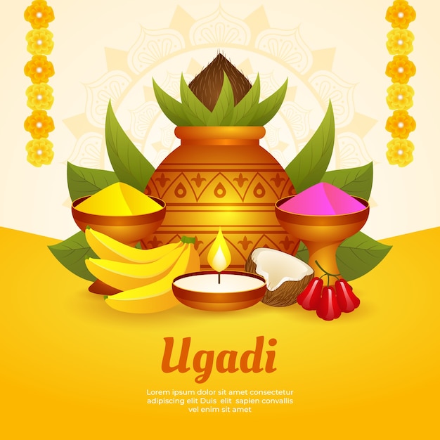 Gradient ugadi illustration