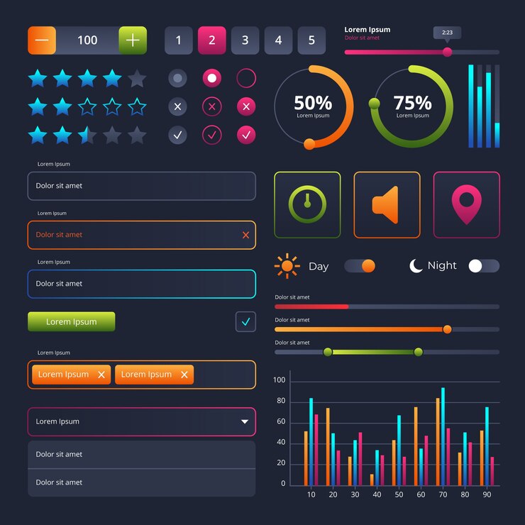 Free Vector gradient ui kit collection