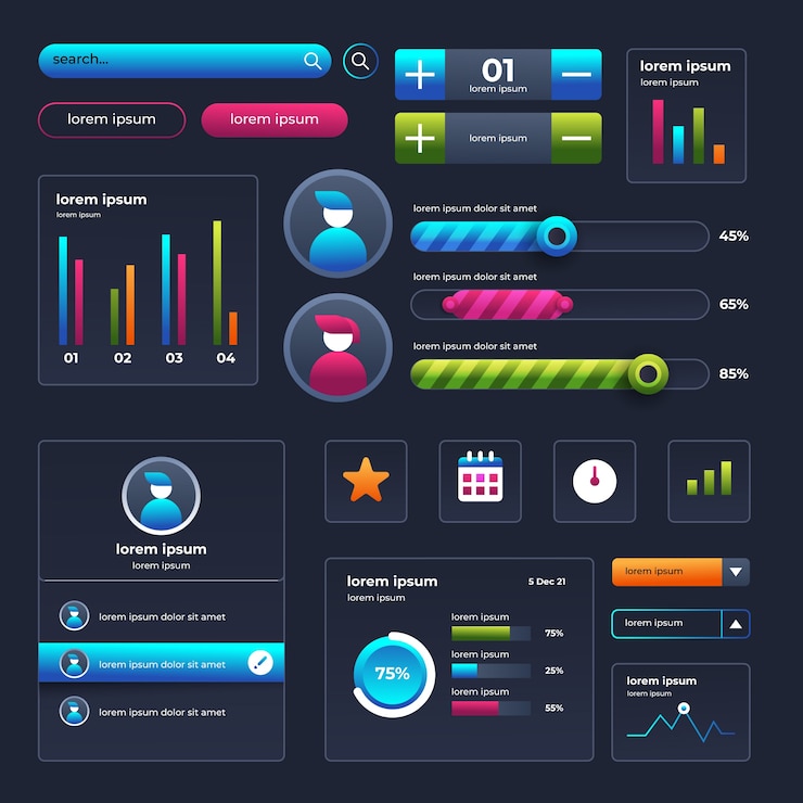 Free Vector gradient ui kit collection