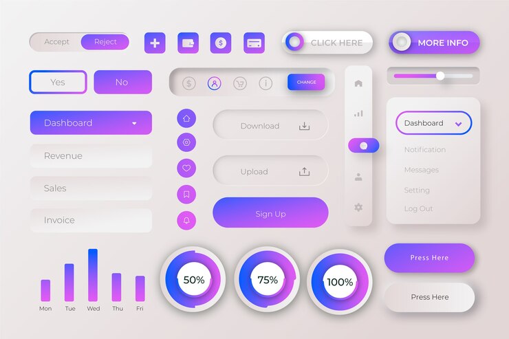 무료 Vector 그라디언트 ui 키트 컬렉션