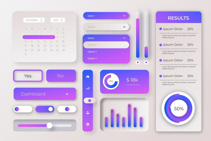 무료 Vector 그라디언트 ui 키트 컬렉션
