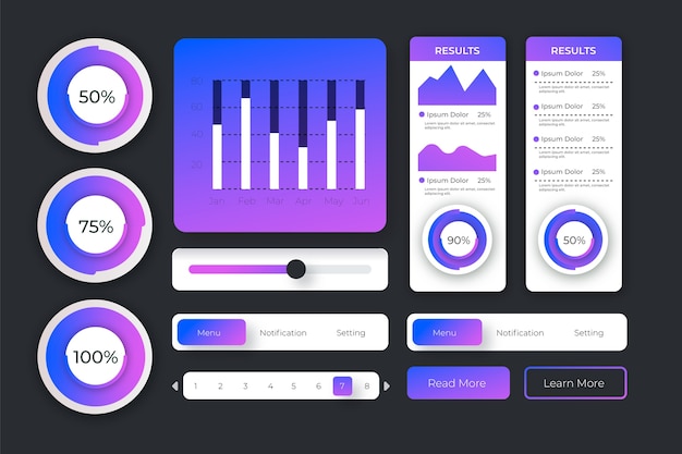 Free vector gradient ui kit collection