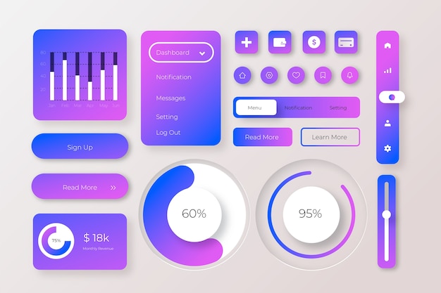 Free vector gradient ui kit collection