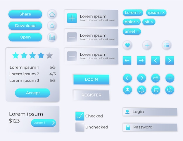 Collezione di elementi del kit gradiente ui