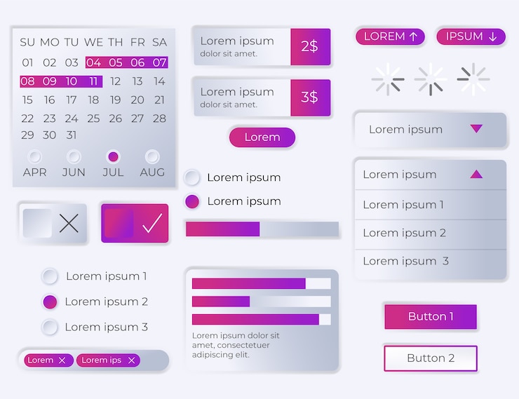 Free Vector gradient ui kit elements collection