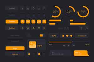 Бесплатное векторное изображение Набор градиентных интерфейсов для приложений в темном режиме