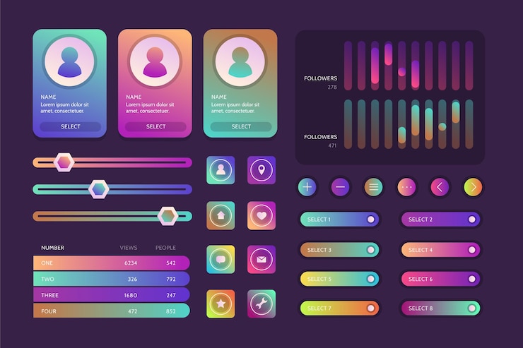 Free Vector gradient ui/ux elements collection