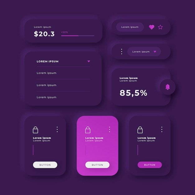 Бесплатное векторное изображение Коллекция элементов градиента ui / ux