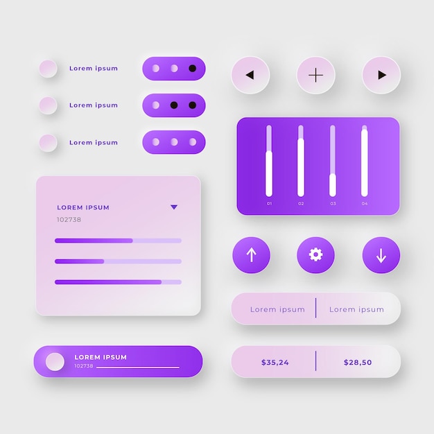 Gradient ui/ux elements collection