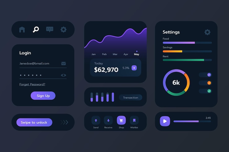 無料Vector グラデーションのui / ux要素