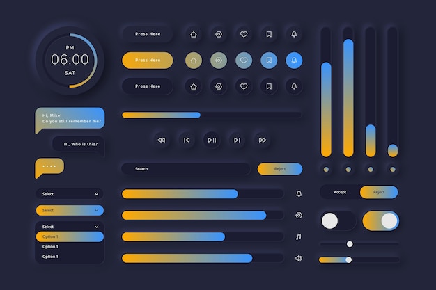 Free vector gradient ui ux elements